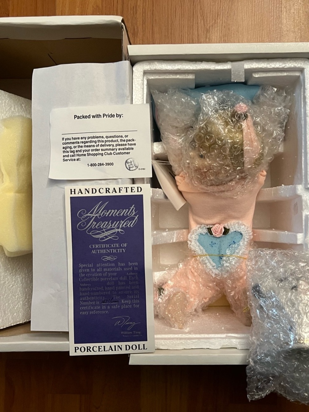 Moments Treasures Aubrey All Porcelain Doll & Bobble Pup Posable Arms & Legs